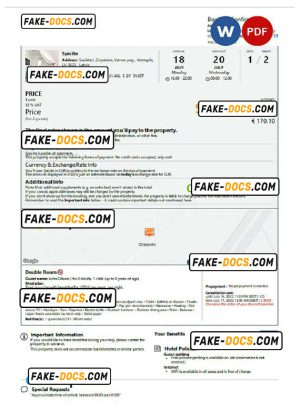 Latvia hotel booking confirmation Word and PDF template, 2 pages