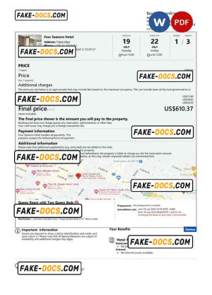 Libya hotel booking confirmation Word and PDF template, 2 pages