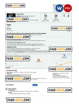 Madagascar hotel booking confirmation Word and PDF template, 2 pages