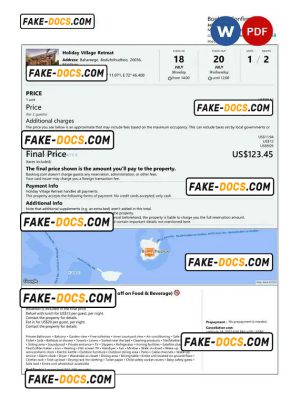 Maldives hotel booking confirmation Word and PDF template, 2 pages