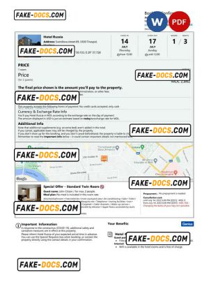 Moldova hotel booking confirmation Word and PDF template, 2 pages