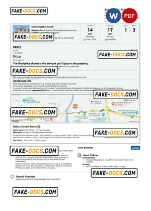 Mongolia hotel booking confirmation Word and PDF template, 2 pages