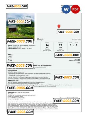 Montenegro hotel booking confirmation Word and PDF template, 2 pages