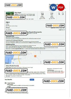 Myanmar hotel booking confirmation Word and PDF template, 2 pages