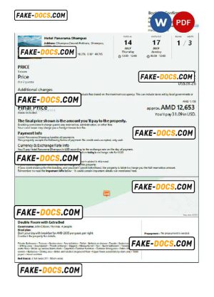 Nepal hotel booking confirmation Word and PDF template, 2 pages