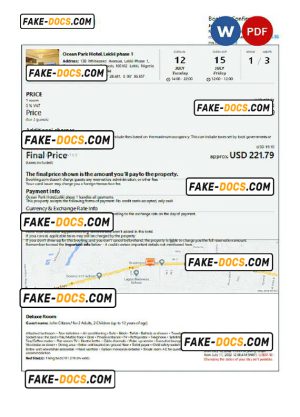 Nigeria hotel booking confirmation Word and PDF template, 2 pages