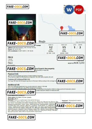 Norway hotel booking confirmation Word and PDF template, 2 pages