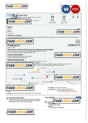 Papua New Guinea hotel booking confirmation Word and PDF template, 2 pages