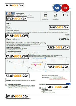 San Marino hotel booking confirmation Word and PDF template, 2 pages