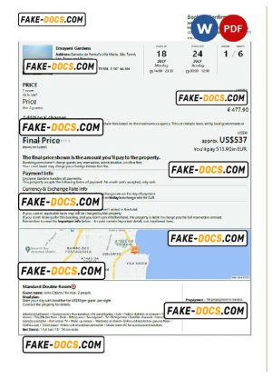 Sao Tome and Principe hotel booking confirmation Word and PDF template, 2 pages