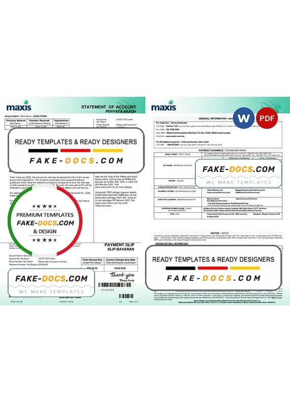 Malaysia Maxis bank statement, Word and PDF template, 5 pages Malaysia Maxis bank statement, Word and PDF template, 5 pages