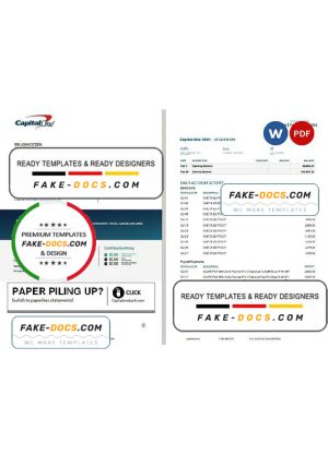 USA Capital One bank statement Word and PDF template, 4 pages