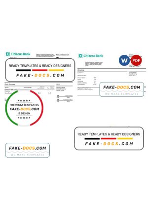 USA Citizens bank statement Word and PDF template, 2 pages