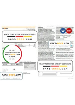 USA Discover bank statement, Word and PDF template, 5 pages