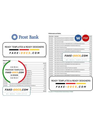 USA Frost bank statement, Word and PDF template, 2 pages
