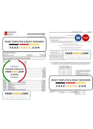 USA Howard bank statement Word and PDF template, 4 pages