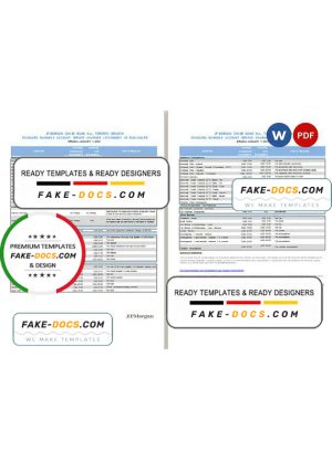 USA JP Morgan bank statement Word and PDF template, 2 pages, version 2