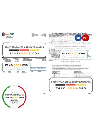 USA Oklahoma SNB bank statement Word and PDF template, 2 pages