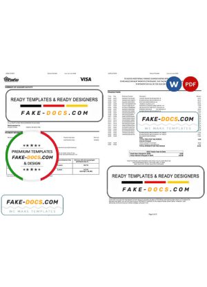 USA Pentagon Federal Credit Union (PenFed) bank statement, Word and PDF template, 3 pages