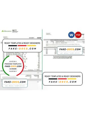 USA Regions bank statement Word and PDF template, 3 pages