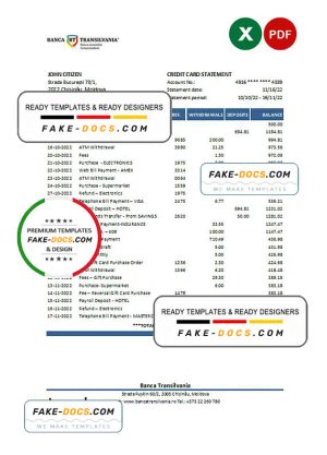Moldova Banca Transilvania bank statement Excel and PDF template Moldova Banca Transilvania bank statement Excel and PDF template