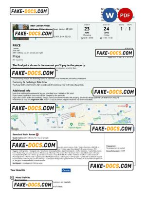Azerbaijan hotel booking confirmation Word and PDF template, 2 pages