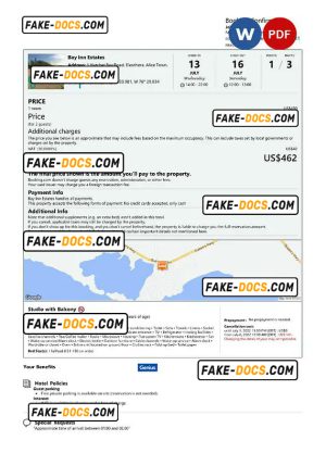 Bahamas hotel booking confirmation Word and PDF template, 2 pages