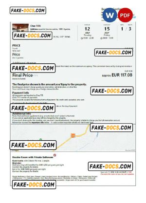 Niger hotel booking confirmation Word and PDF template, 2 pages