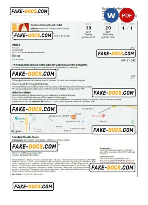 Cameroon hotel booking confirmation Word and PDF template, 2 pages