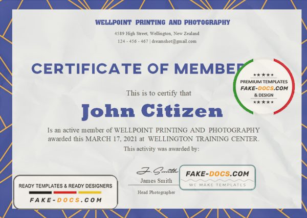 USA Membership certificate template in Word and PDF format scan