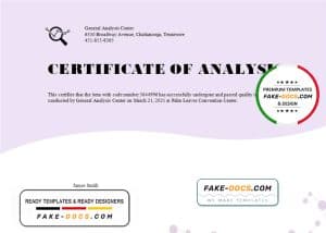 USA General Analysis certificate template in Word and PDF format USA General Analysis certificate template in Word and PDF format