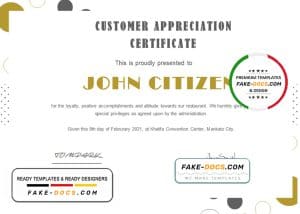 USA Customer Appreciation Certificate template in Word and PDF format USA Customer Appreciation Certificate template in Word and PDF format