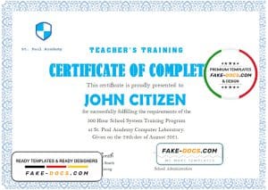 USA Teacher’s Training Completion certificate template in Word and PDF format USA Teacher’s Training Completion certificate template in Word and PDF format