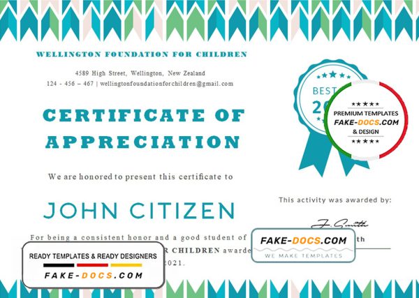 USA Student Appreciation certificate template in Word and PDF format