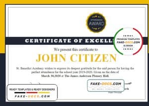 USA School Attendance certificate template in Word and PDF format USA School Attendance certificate template in Word and PDF format