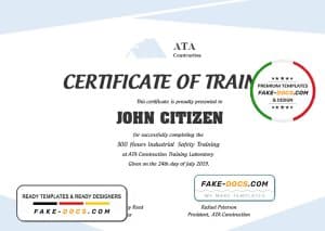 USA Safety Training certificate template in Word and PDF format USA Safety Training certificate template in Word and PDF format