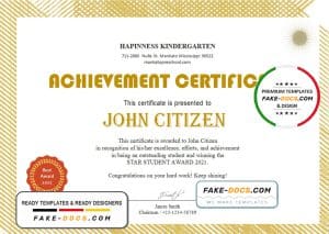 USA Kindergarten certificate template in Word and PDF format USA Kindergarten certificate template in Word and PDF format