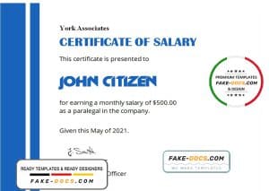 USA Salary certificate template in Word and PDF format USA Salary certificate template in Word and PDF format