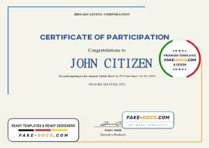 USA Talent Show Participation certificate template in Word and PDF format USA Talent Show Participation certificate template in Word and PDF format