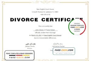 USA Divorce certificate template in Word and PDF format USA Divorce certificate template in Word and PDF format