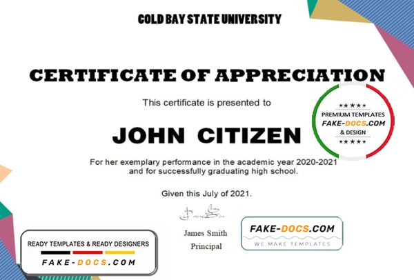 USA Graduation Appreciation certificate template in Word and PDF format