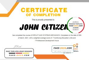 USA Mechanic certificate template in Word and PDF format USA Mechanic certificate template in Word and PDF format