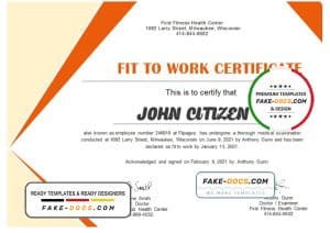 USA Medical Fitness certificate template in Word and PDF format USA Medical Fitness certificate template in Word and PDF format