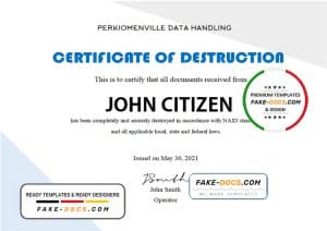 USA Destruction certificate template in Word and PDF format USA Destruction certificate template in Word and PDF format