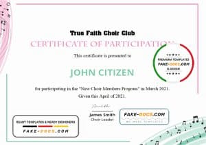 USA Choir Certificate of Participation template in Word and PDF format USA Choir Certificate of Participation template in Word and PDF format