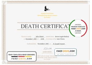 USA Certificate of Death template in Word and PDF format USA Certificate of Death template in Word and PDF format
