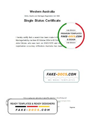 Australia Western Australia divorce certificate template in Word format