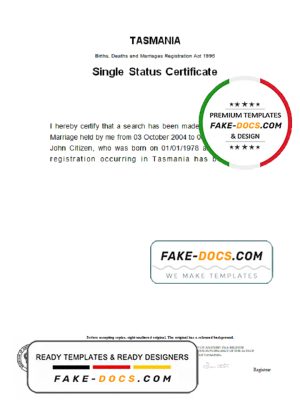 Australia Tasmania divorce certificate template in Word format