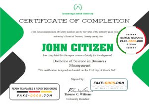 USA University Completion certificate template in Word and PDF format USA University Completion certificate template in Word and PDF format