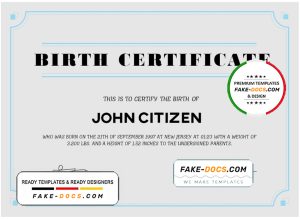 USA Birth Certificate template in Word and PDF format USA Birth Certificate template in Word and PDF format